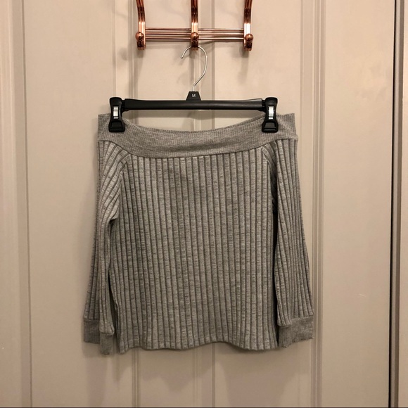 Topshop Off the shoulder Grey Top - Picture 1 of 2
